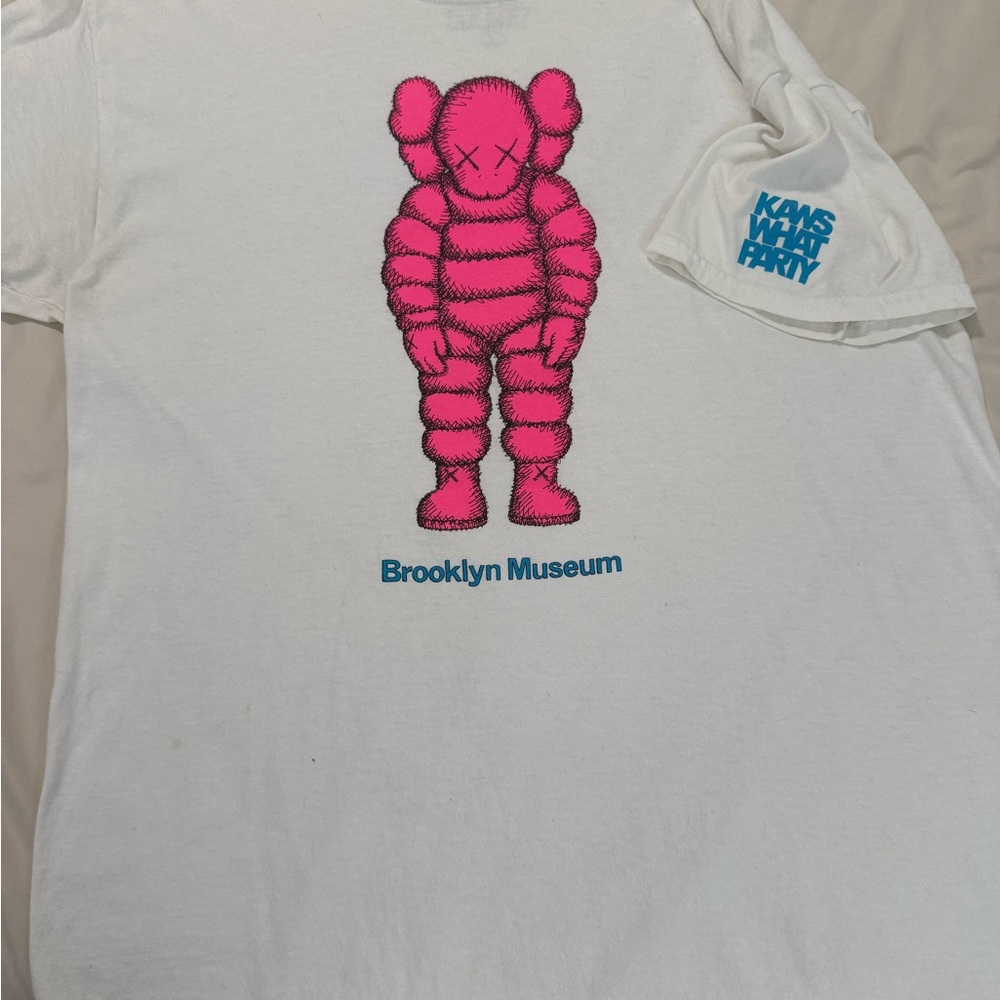 KAWS White Tee with Pink Graphic BROOKLYN MUSEUM